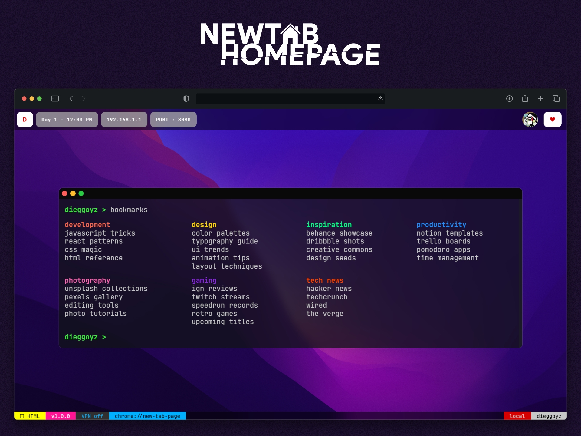 Newtab Homepage